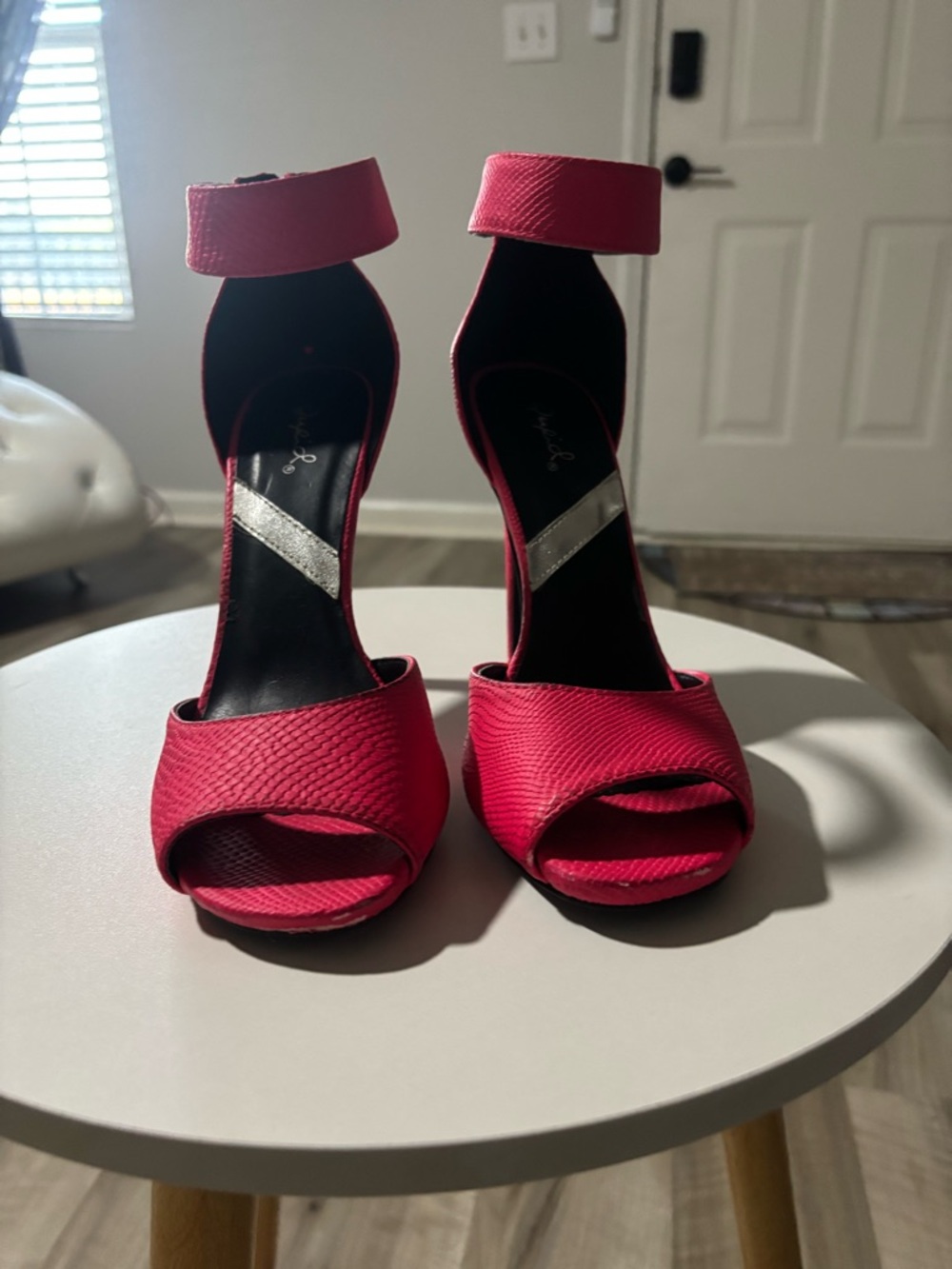 Hot Pink Ankle-Strap Open-Toe Women’s Heels